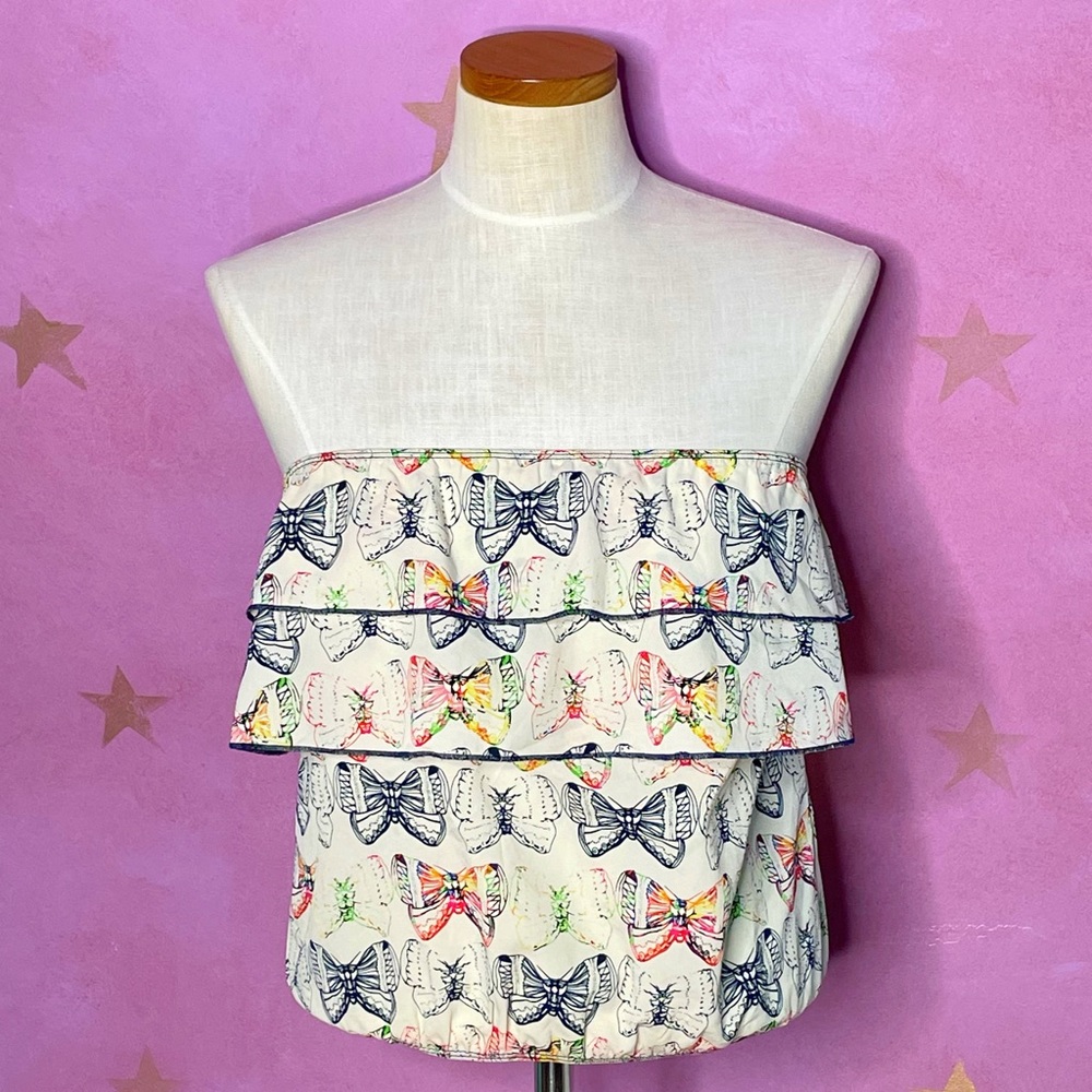 Ocean Drive Butterfly Print Tube Top Size Medium Y2K Coquette Romantic Feminine